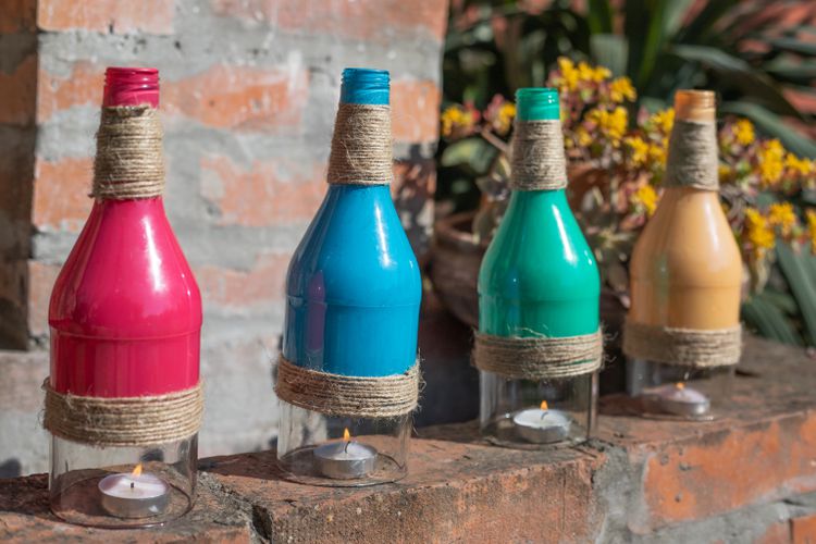 Rainbow Bottle Lanterns 